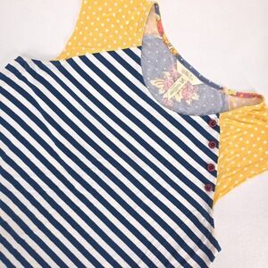 Matilda Jane Team‎ Captain Top Womens Medium Striped Floral Polka Dot Patchwork